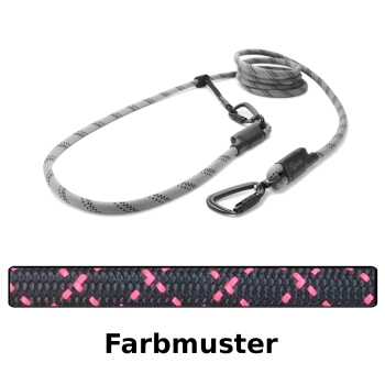 EASYLONG Hundeleine TWIST - M - 3,5m - schwarz mit pinken Stichen